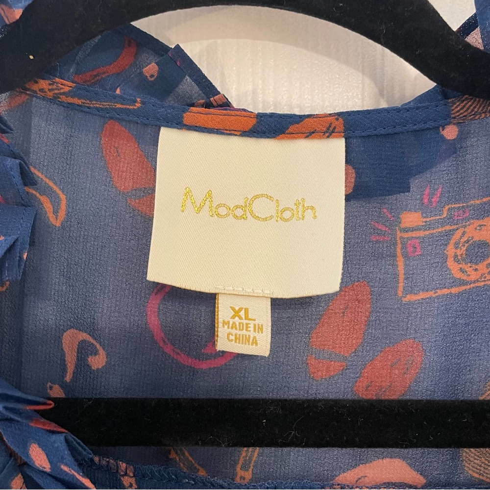Modcloth Blue and Orange Sheer Dress - Picture 2 of 4
